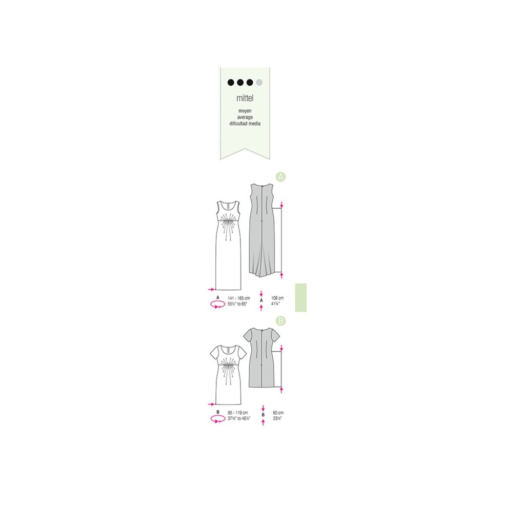 خرید آنلاین الگو خیاطی پیراهن زنانه بوردا استایل کد 6606 سایز 32 تا 44 متد مولر