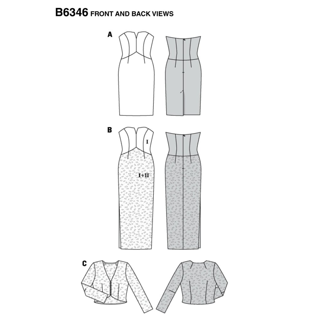 خرید آنلاین الگو خیاطی لباس مجلسی زنانه بوردا استایل کد 6346 سایز 34 تا 44 متد مولر