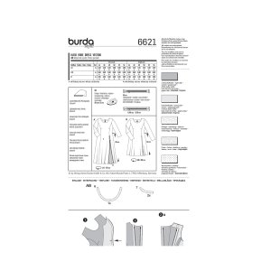 خرید اینترنتی الگو خیاطی پیراهن زنانه بوردا استایل متد مولر کد 6621 سایز 44 تا 54