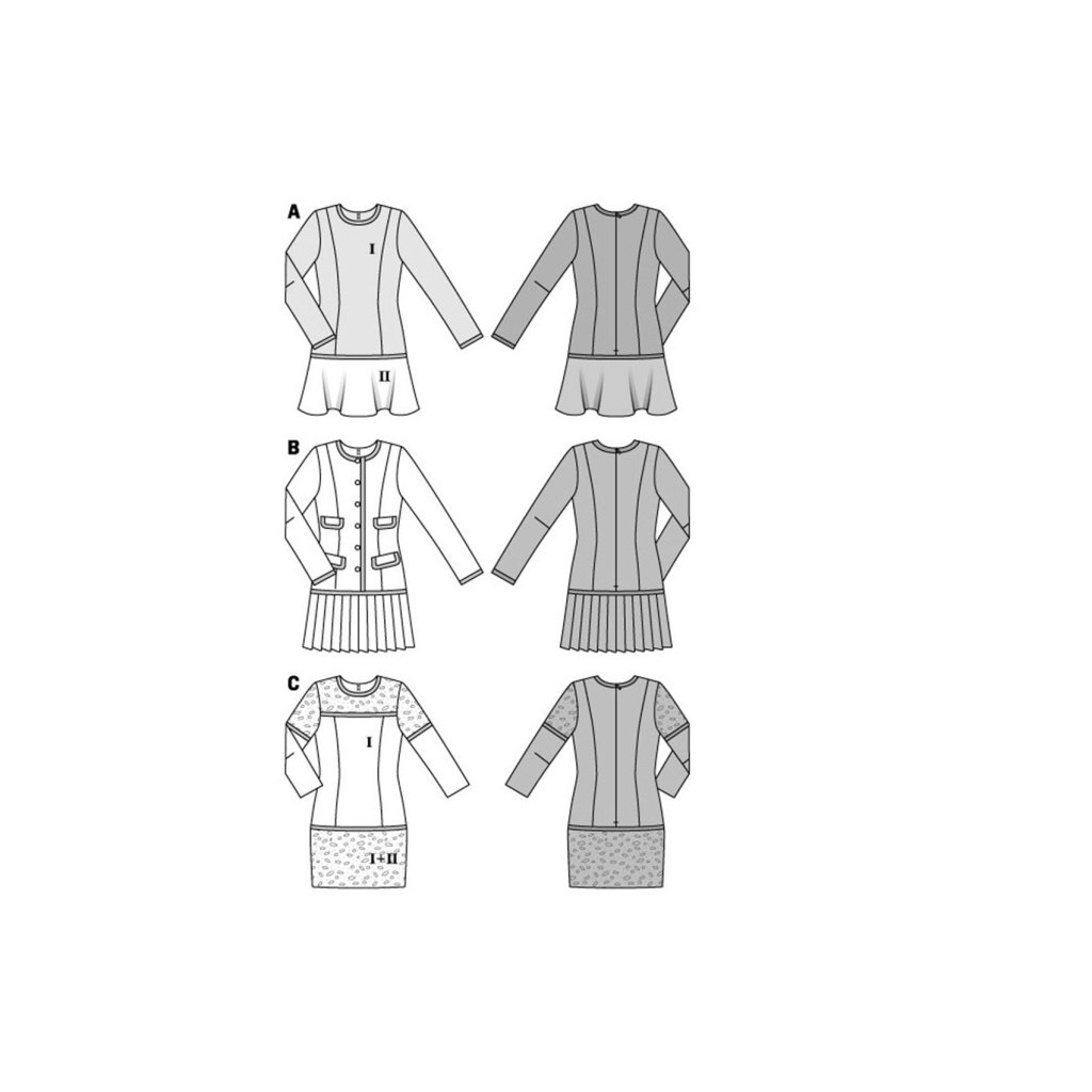 خرید آنلاین الگو خیاطی پیراهن و تونیک زنانه بوردا استایل کد 6853 سایز 32 تا 42 متد مولر