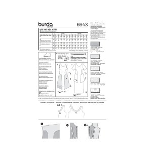 خرید اینترنتی الگو خیاطی پیراهن زنانه بوردا استایل کد 6643 سایز 36 تا 46 متد مولر