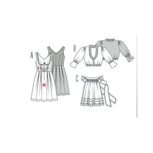 فروش اینترنتی الگو خیاطی لباس محلی زنانه بوردا استایل کد 7443 سایز 36 تا 50 متد مولر