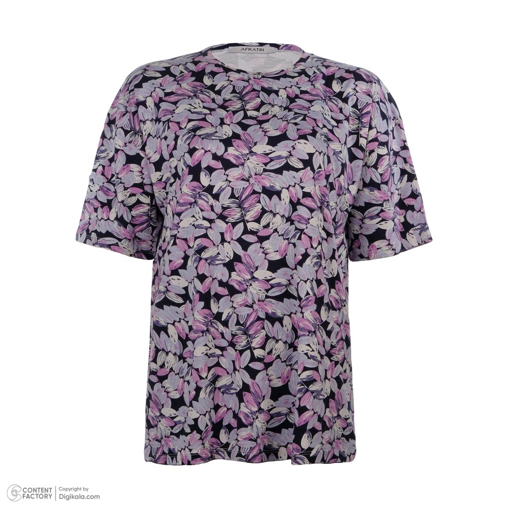 خرید آنلاین تی شرت آستین کوتاه زنانه افراتین مدل برگ کد 2609 رنگ بنفش