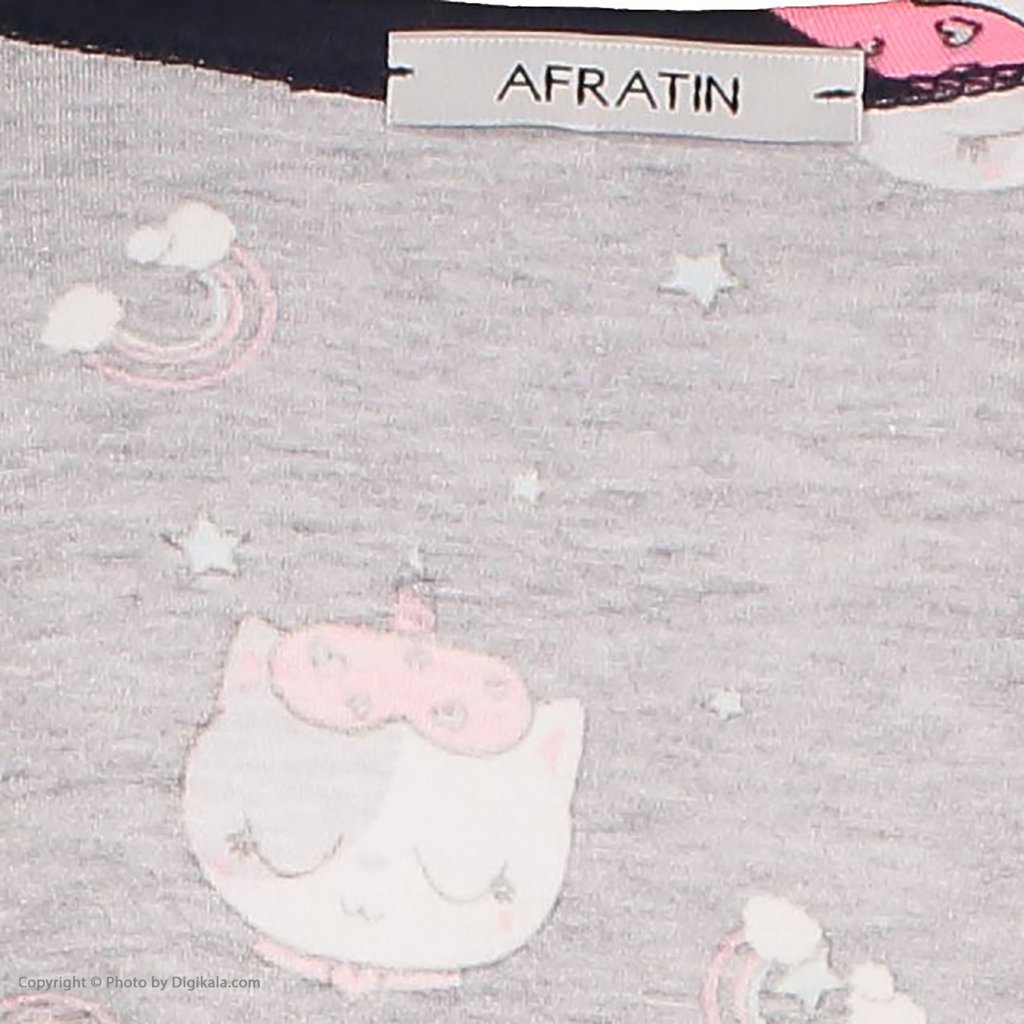 فروش اینترنتی تی شرت آستین کوتاه زنانه افراتین مدل 2590 گربه رنگ سرمه ای