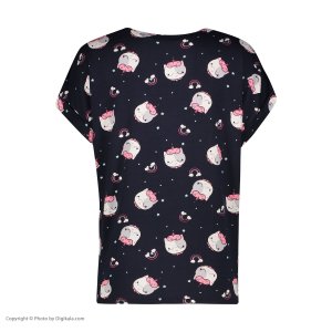 خرید اینترنتی تی شرت آستین کوتاه زنانه افراتین مدل 2590 گربه رنگ سرمه ای