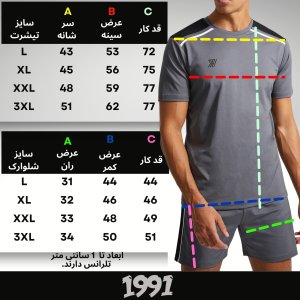 خرید اینترنتی ست تی شرت و شلوارک ورزشی مردانه نوزده نودیک مدل ST1918 DGB