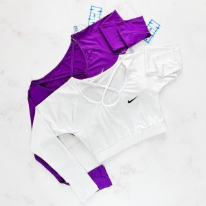 کراپ تاپ ورزشی آستین دار فینگر دار نایکی Nike