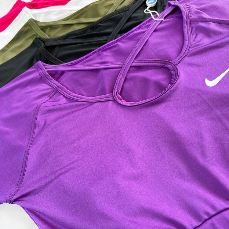 خرید آنلاین کراپ تاپ ورزشی آستین دار فینگر دار نایکی Nike