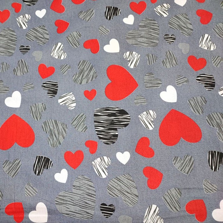 پارچه ملحفه طرح قلبی قرمز هاشور عرض 2 متر