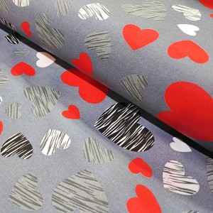 خرید اینترنتی پارچه ملحفه طرح قلبی قرمز هاشور عرض 2 متر