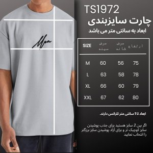 خرید اینترنتی تی شرت اورسایز  آستین کوتاه مردانه نوزده نودیک مدل TS1972 G