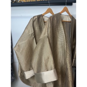 خرید آنلاین کت تافته بافت کنفی طلایی بژ