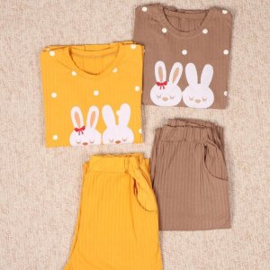 خرید آنلاین ست تیشرت و شلوار زنانه قواره دار گلدوزی خرگوش