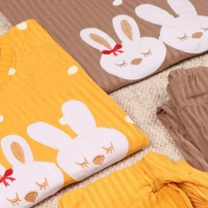 خرید آنلاین ست تیشرت و شلوار زنانه قواره دار گلدوزی خرگوش