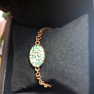 خرید آنلاین دستبند زنانه فیروزه ای مس دست ساز