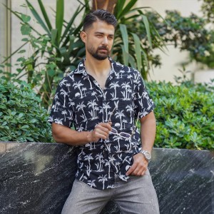 فروش اینترنتی پیراهن هاوایی مردانه طرح نخل مدل Lavin (در 2 رنگ بندی)