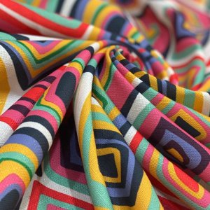 پارچه شانتون چاپی طرح رنگینک - روچی متری
